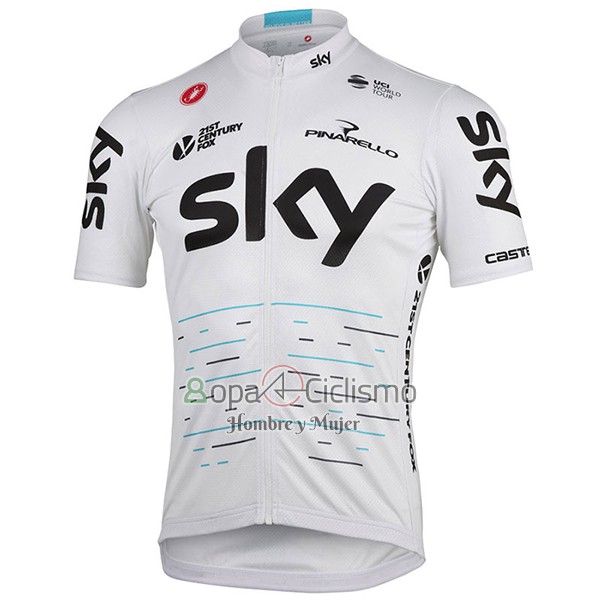 Sky Ropa Ciclismo Culotte Corto 2017 Mangas Cortas Blanco